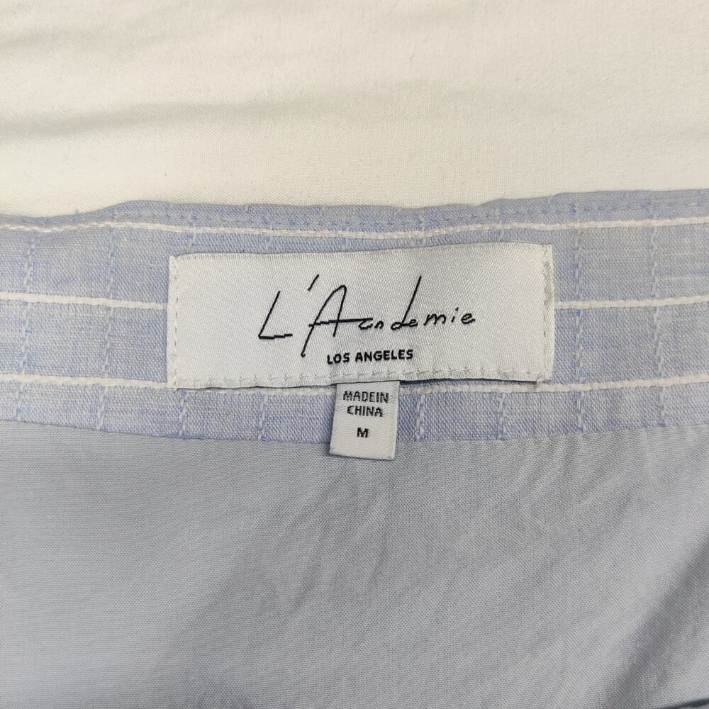 L'Academie Revolve Hawes Blue Cotton Chambray Button Front Mini Dress Medium - Picture 9 of 16
